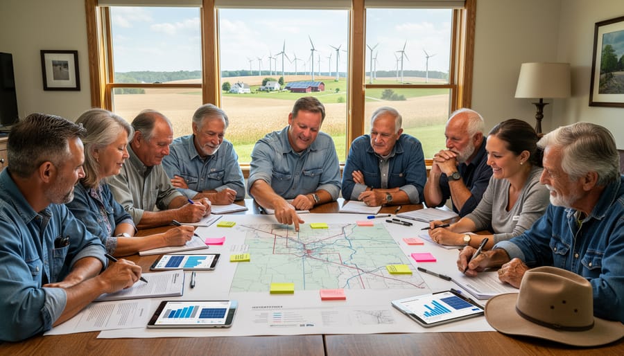 Farmers and community members collaborating at cooperative meeting