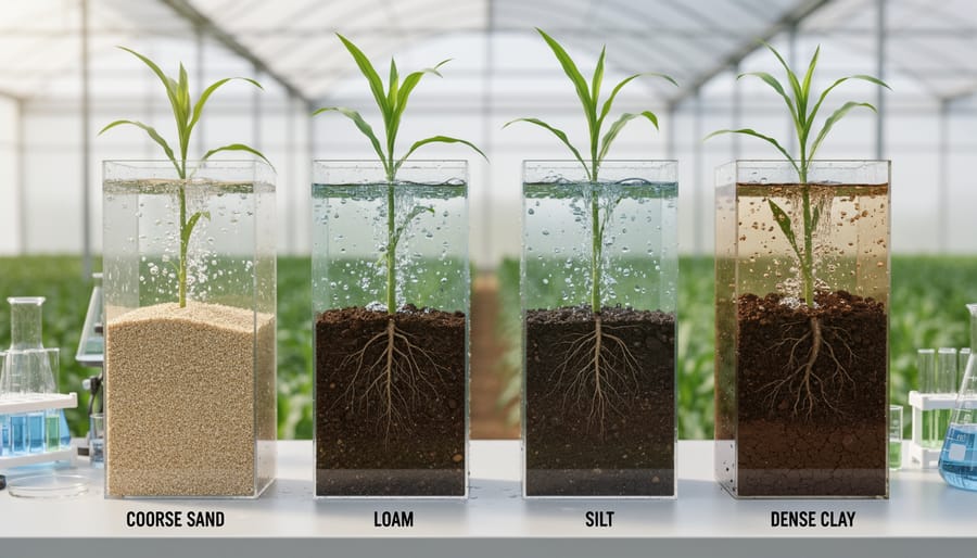Farmer's hands comparing two different soil types showing texture and moisture differences